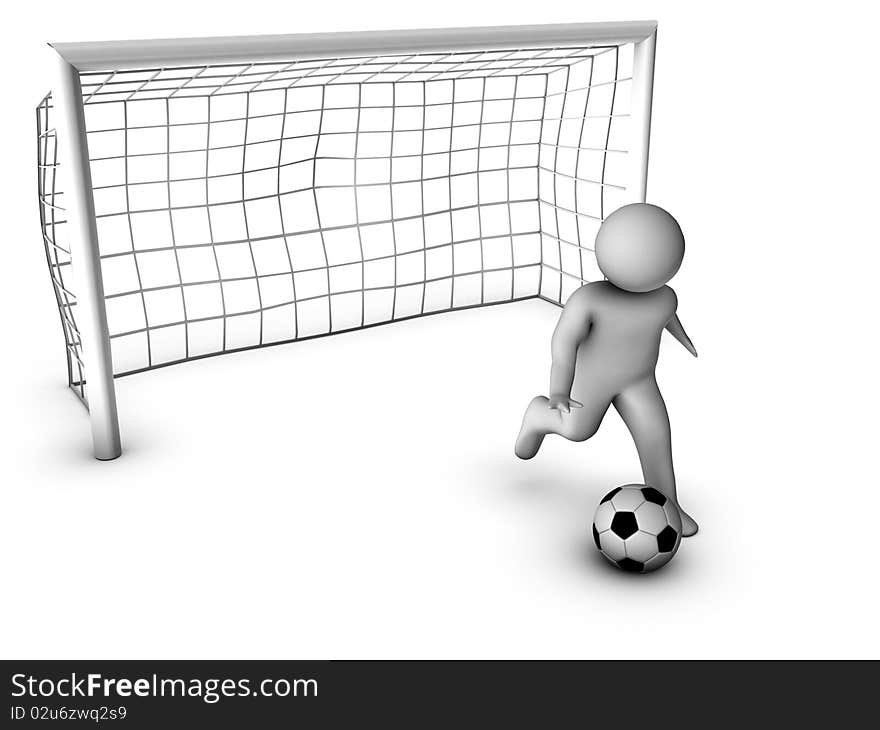 3d soccer player with gate