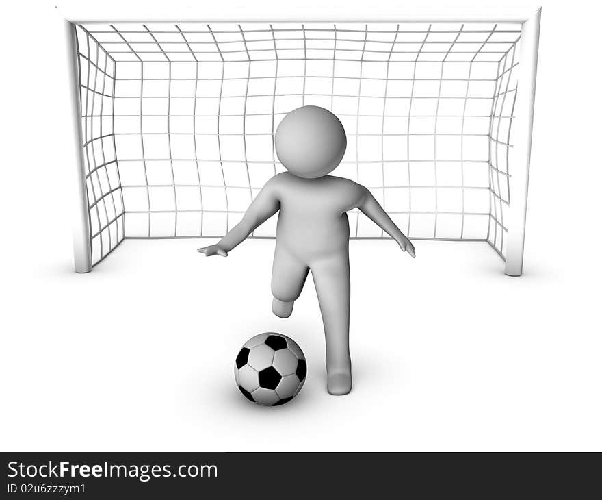 3d soccer player with gate