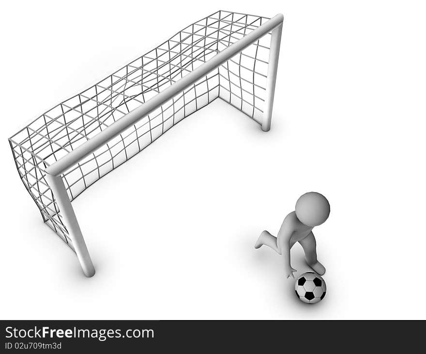 3d Soccer Player With Gate