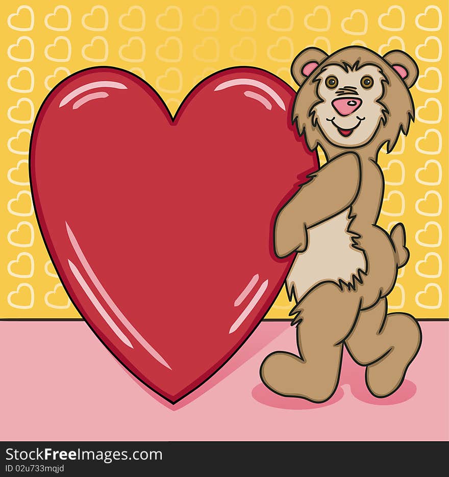 Vector art in Illustrator 8. A cute teddy bear holding a big heart waiting for your own “love” message. Outline, color and background on separate layers. Vector art in Illustrator 8. A cute teddy bear holding a big heart waiting for your own “love” message. Outline, color and background on separate layers.