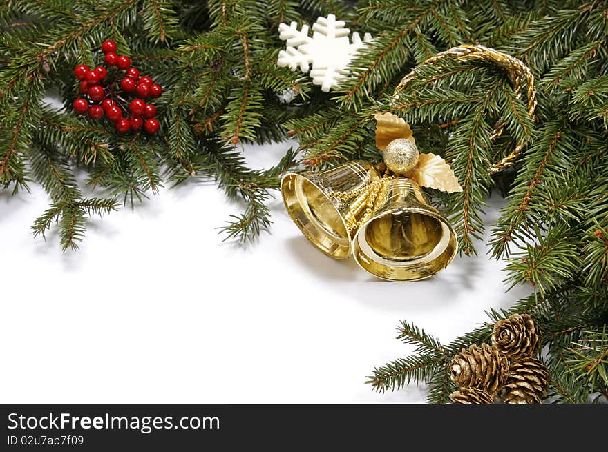 Decorative Christmas bordering the white background. Decorative Christmas bordering the white background