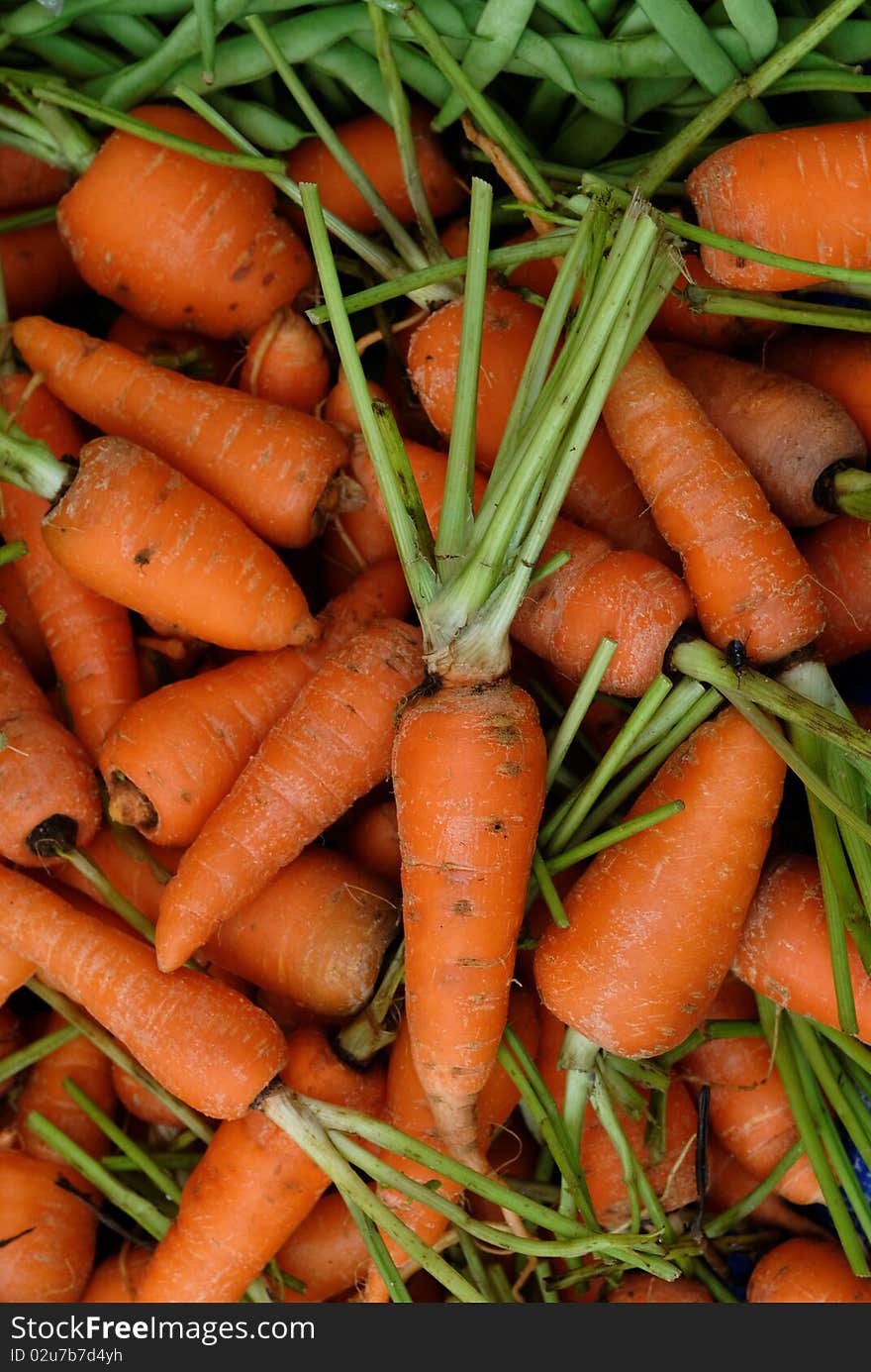 Fresh carrots on a market stall in the Philippines