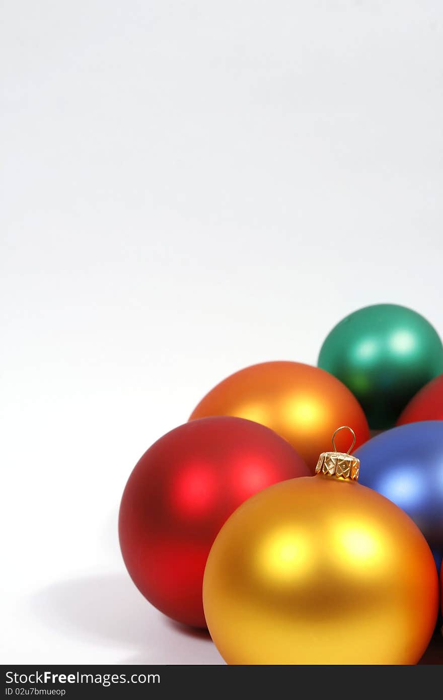 Colorful baubles on the white background. Colorful baubles on the white background