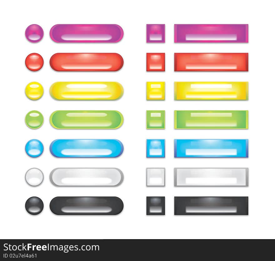 A Collection Of Rainbow Blank Web Buttons