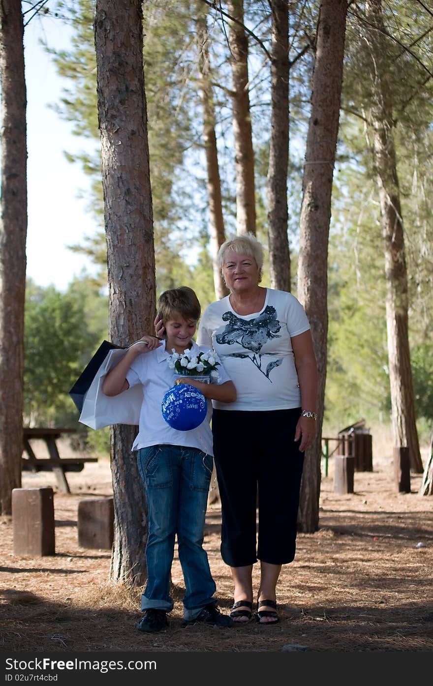 Boy with his grandmother.