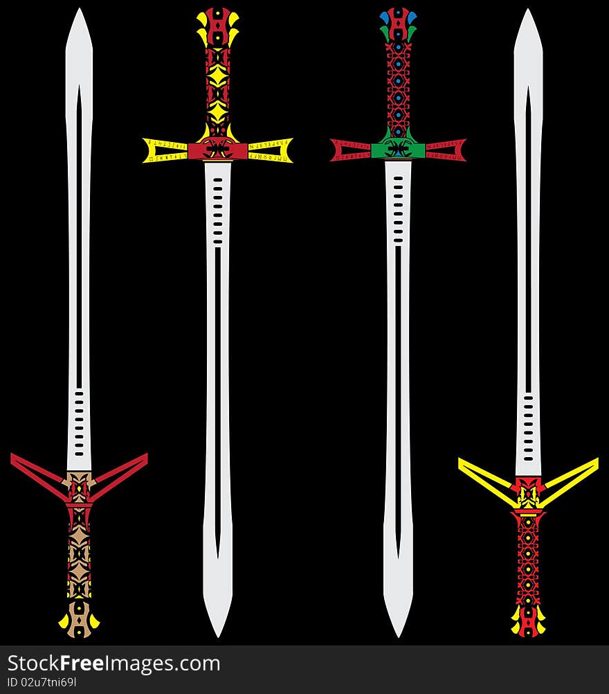 Colour swords. illustration for design