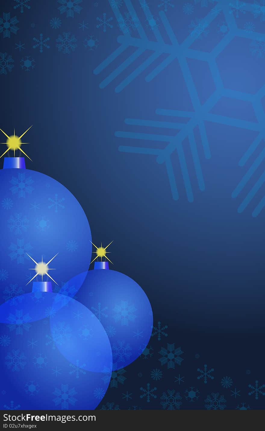 Christmas balls on the background of snowflakes