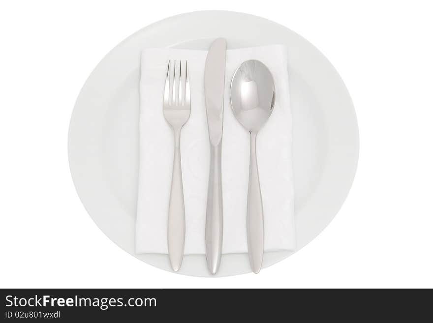 Plate with cutlery and serviette