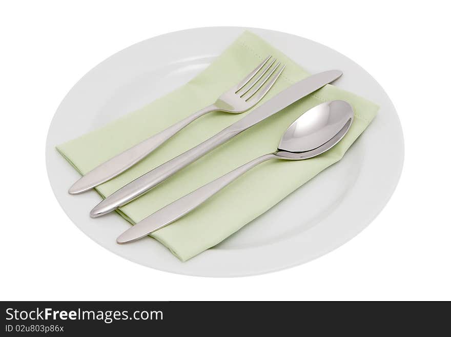 Plate with cutlery and serviette