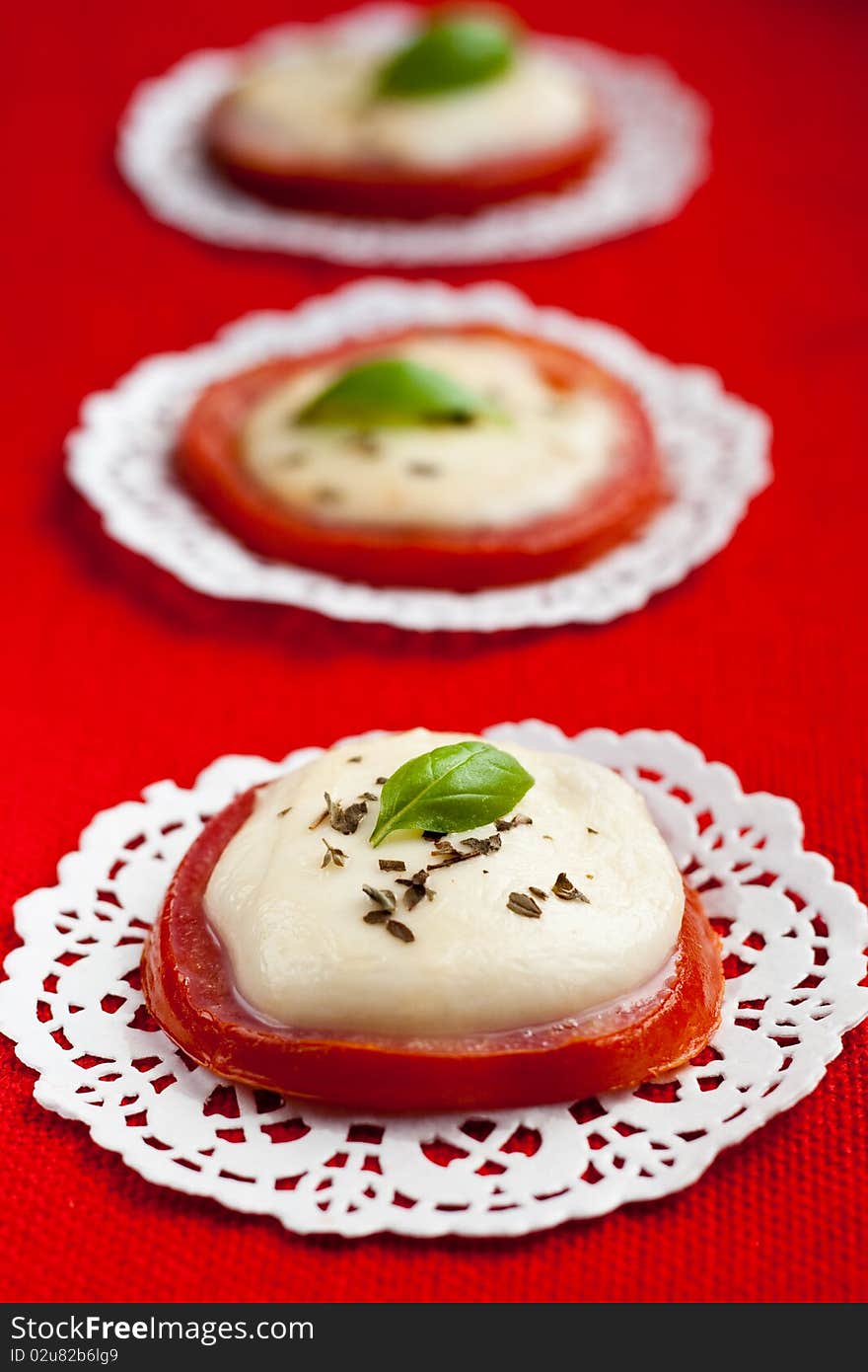 Baked tomatoes and mozzarella