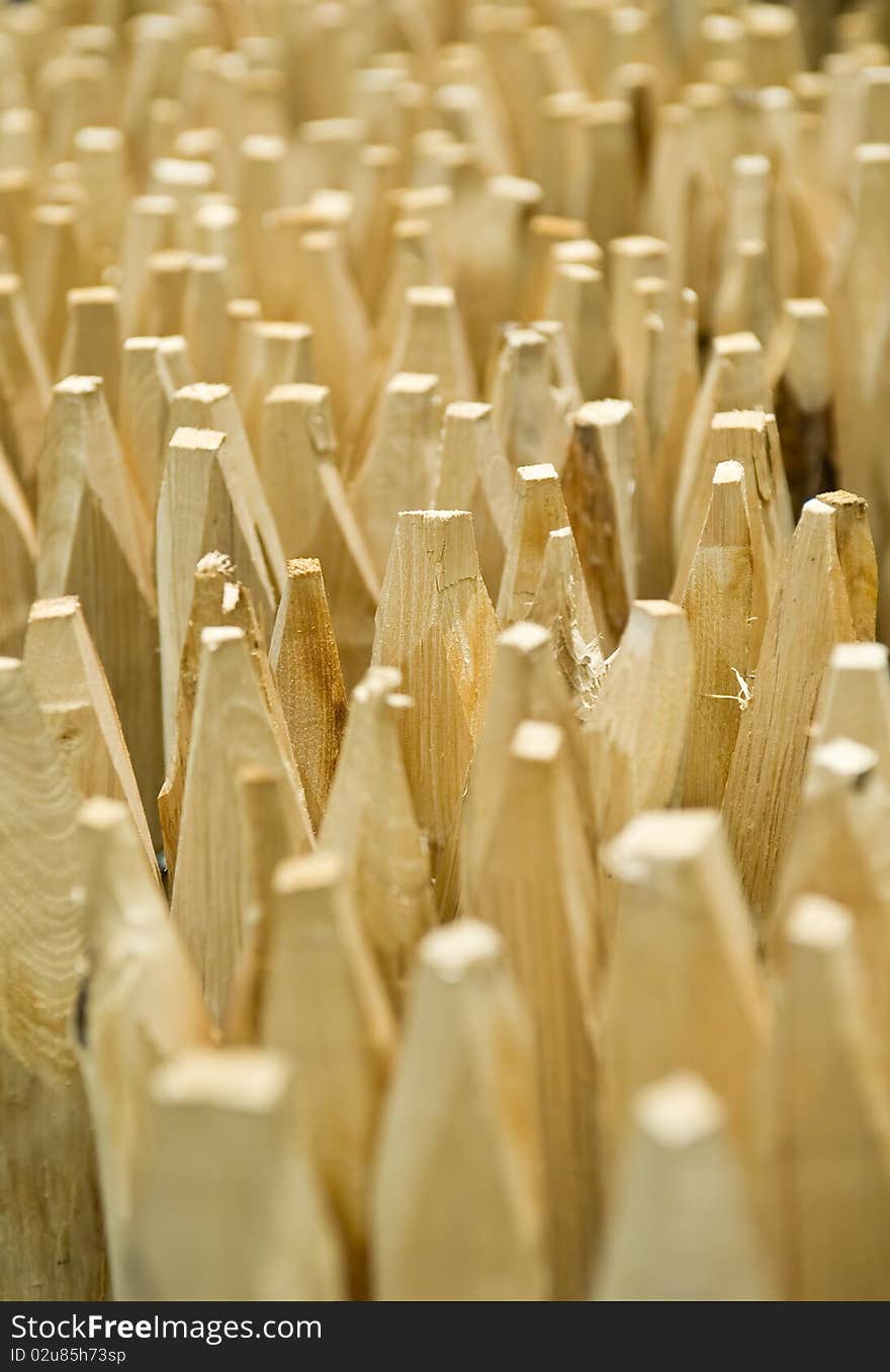 Sharpened wooden stacks