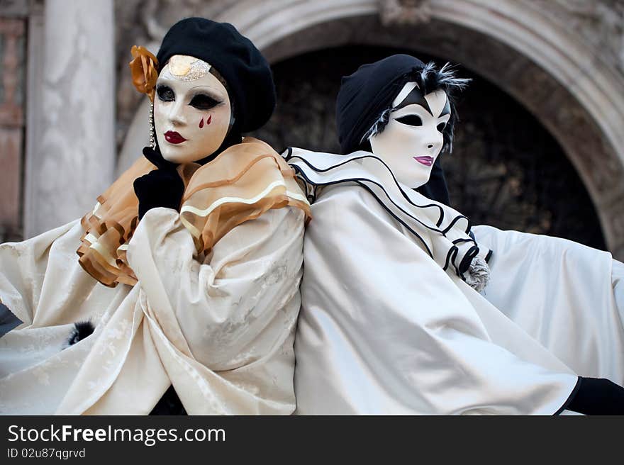 Couple in masks on carnival in Venice. Couple in masks on carnival in Venice