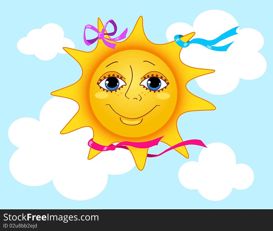 Sun in the sky. Cartoon vector illustration. Sun in the sky. Cartoon vector illustration.