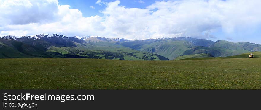 This panorama was made on 2 550 m. above the sea in Assy valley. This panorama was made on 2 550 m. above the sea in Assy valley