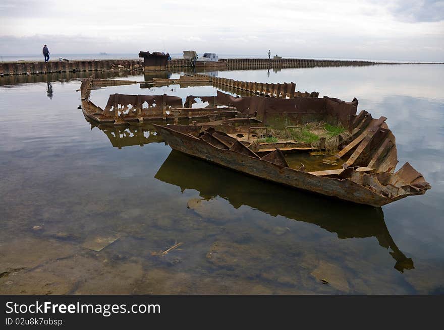 Rusty Skeleton Of A Ship