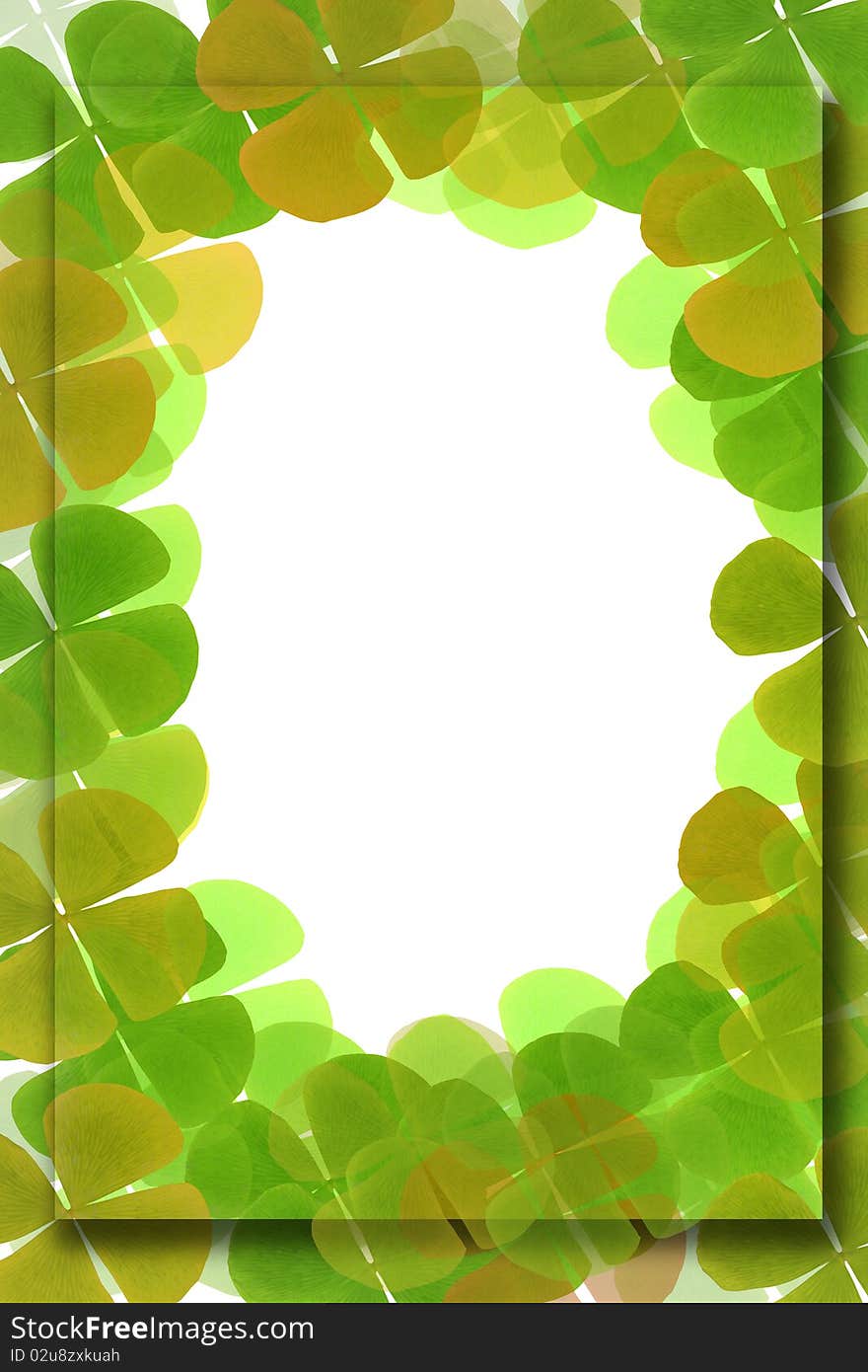 Green plant frame over white background