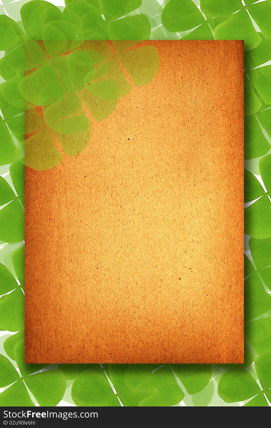 Old Paper Background With Green Leaves