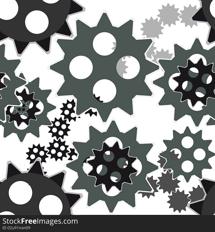 Vector series. Gears on black background