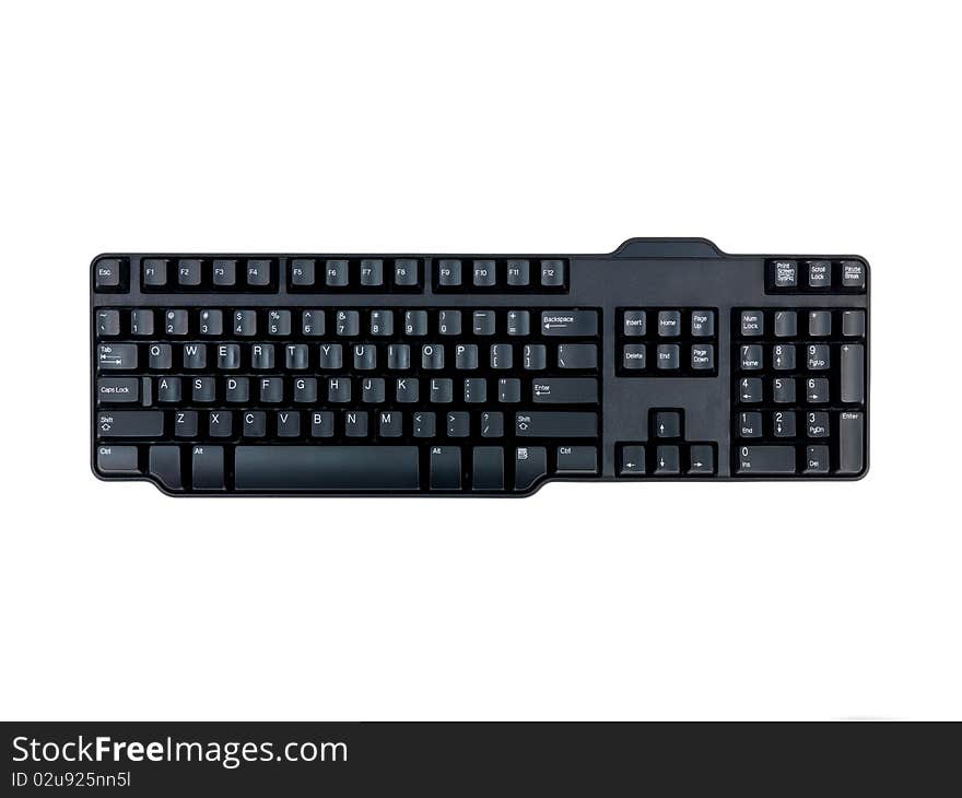 A computer keyboard isolated against a white background