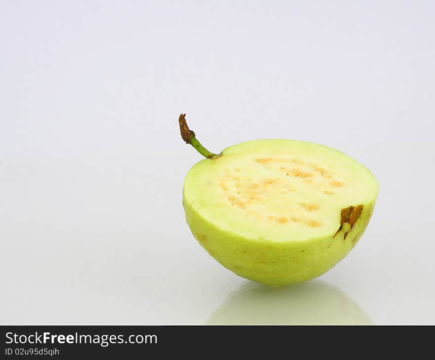 Half of guava Isolated on White background