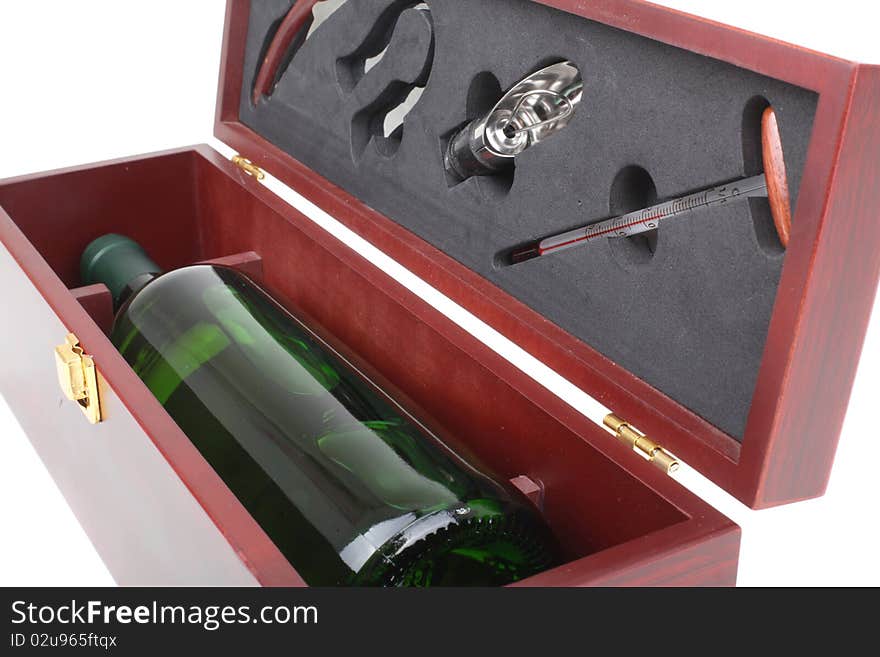 Bottle Of White Wine And Sommelier Set