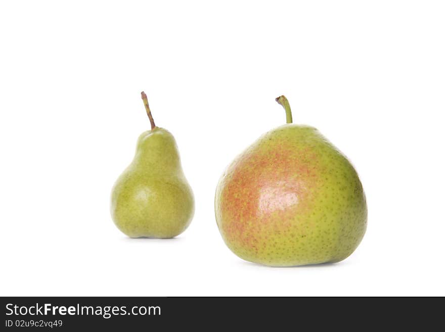 Two pears isolated on white background