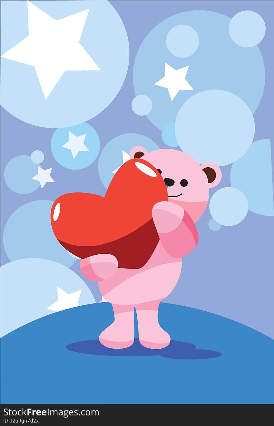 Image of a teddy bear which has a symbol of love on valentine day. Image of a teddy bear which has a symbol of love on valentine day