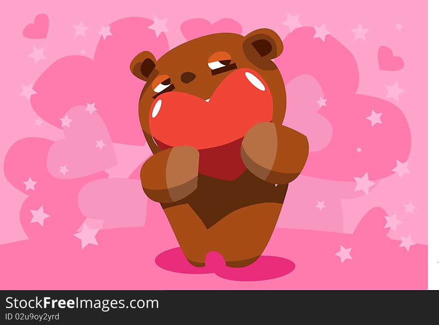 Image of a teddy bear who hands love on valentine day. Image of a teddy bear who hands love on valentine day.