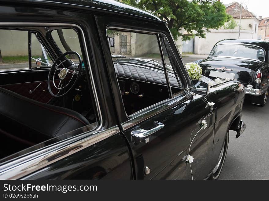 Old Soviet black car used as wedding car in Vilnius. Old Soviet black car used as wedding car in Vilnius