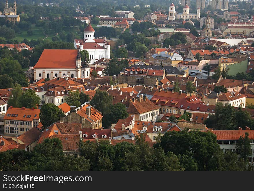 Vilnius cityscape, old town roofs