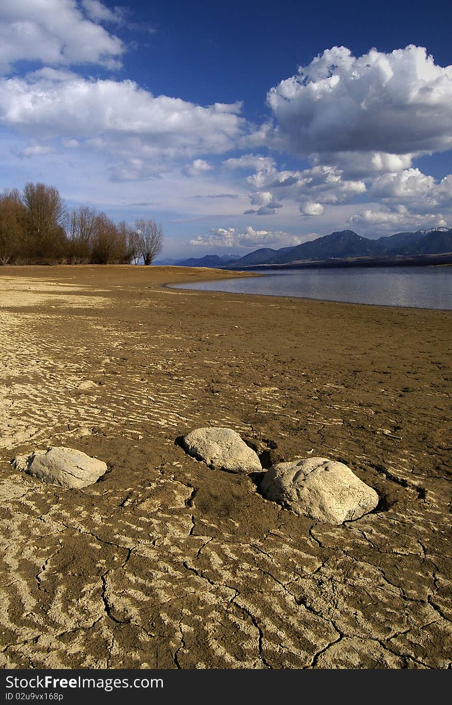 Beach around Liptov mary, which is used to relax, and fishing