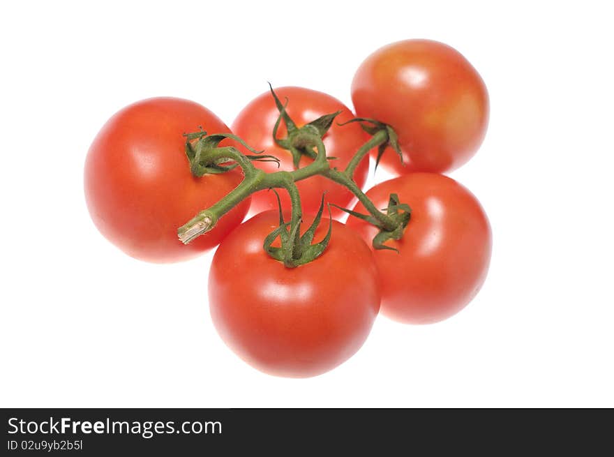 Ripe red tomato isolated over white