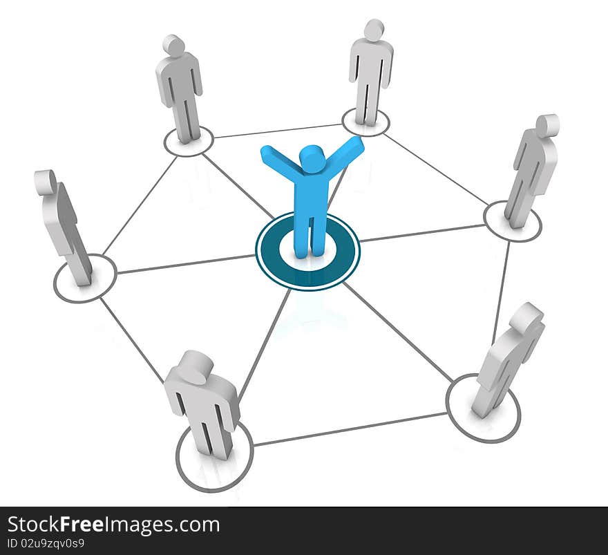 3d human network in white back ground