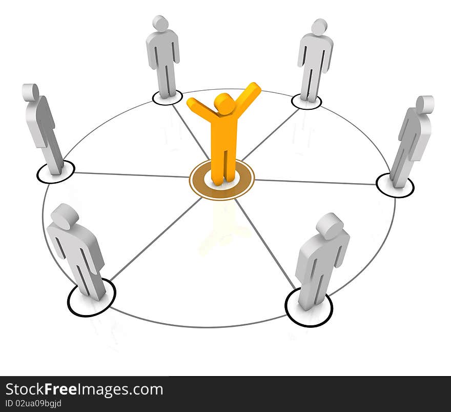 3d human network in white back ground