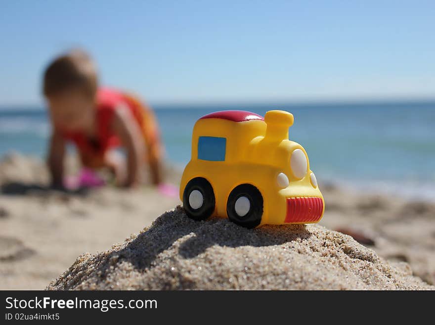 Child playing in the sand. Child playing in the sand