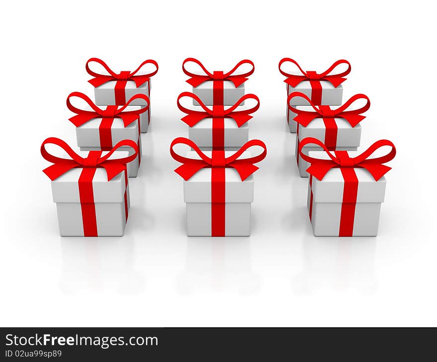 Group of gift boxes with cool red strips. Group of gift boxes with cool red strips