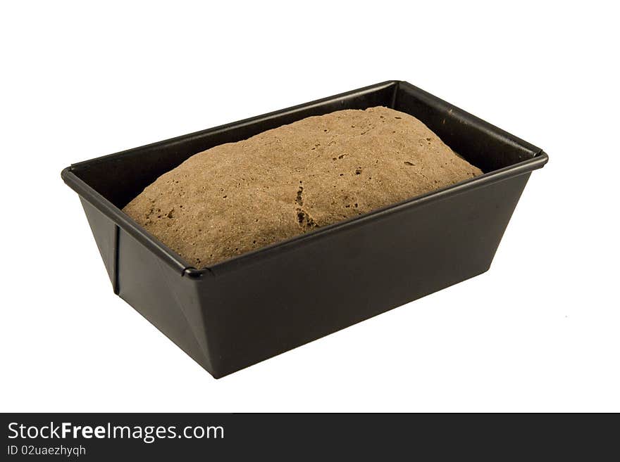 Rye bread in a baking pot