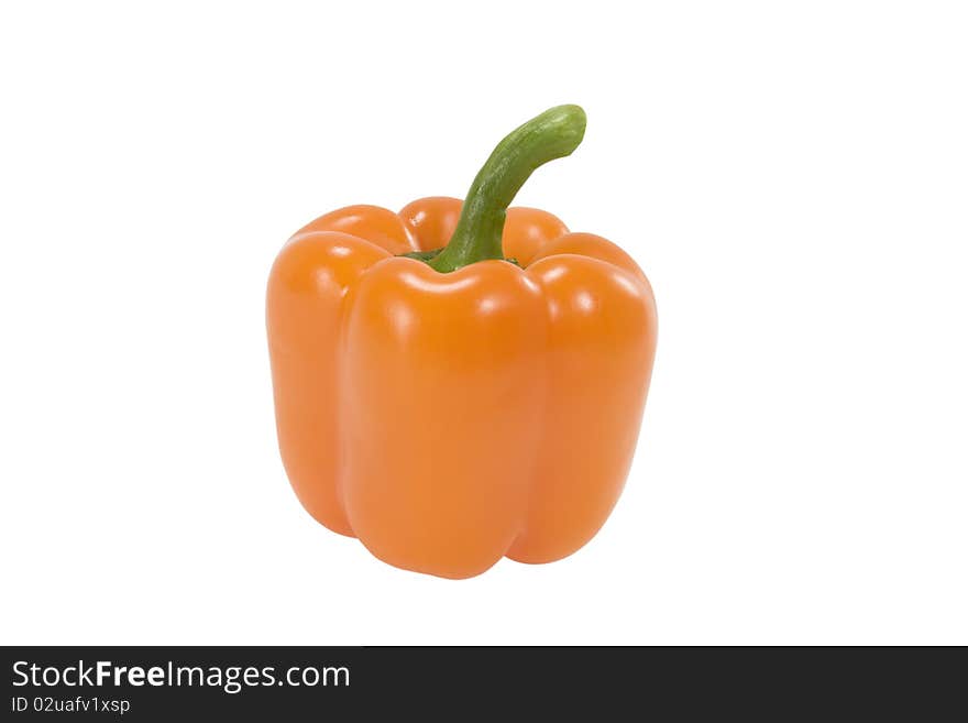 Ripe yellow bell peppers on  white background