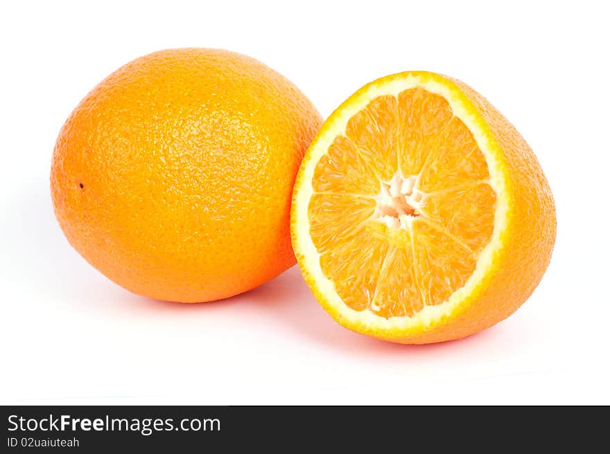 Ripe orange isolated on white background.