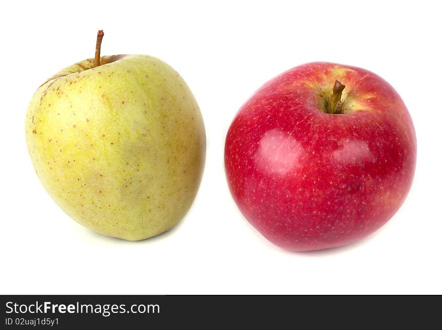 Red and green apples isolated on white background.