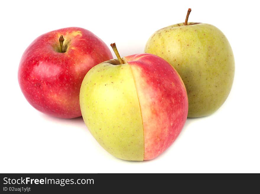 Red and green apples isolated on white background.