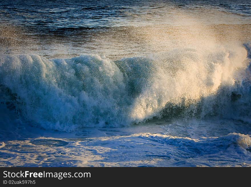 Powerful surging storm swell.