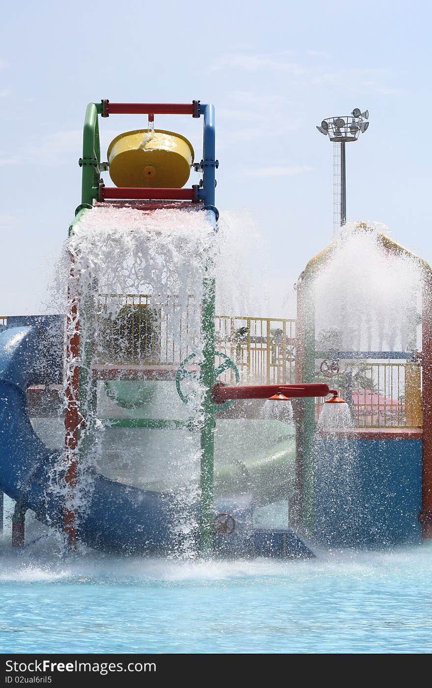 Children's slide in the water park. Children's slide in the water park