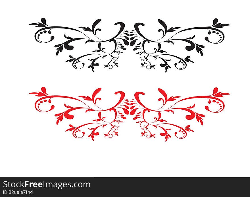 Red and black floral pattern