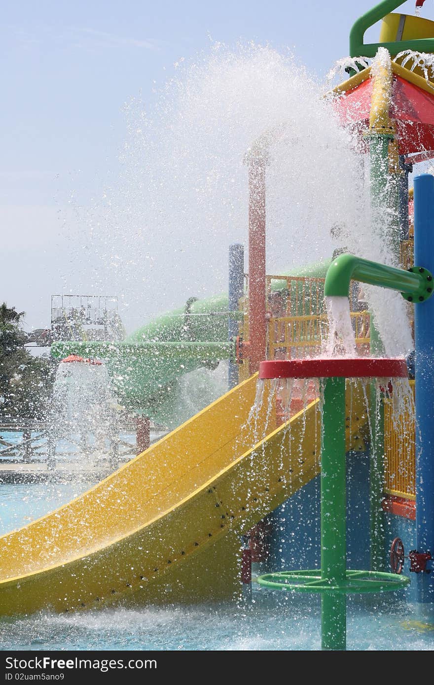 Children's slide in the water park. Children's slide in the water park