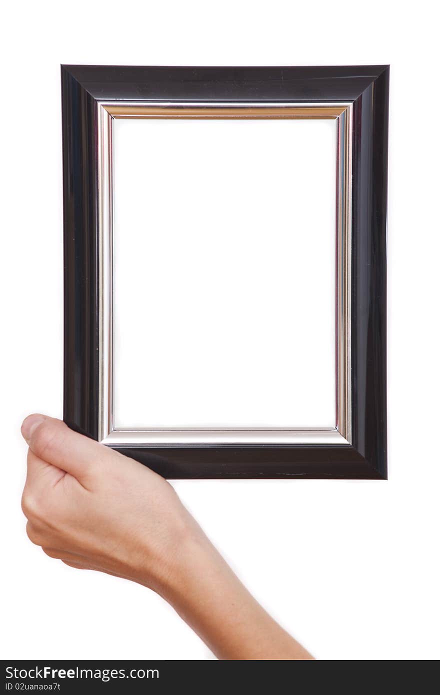 Hand holding picture frame