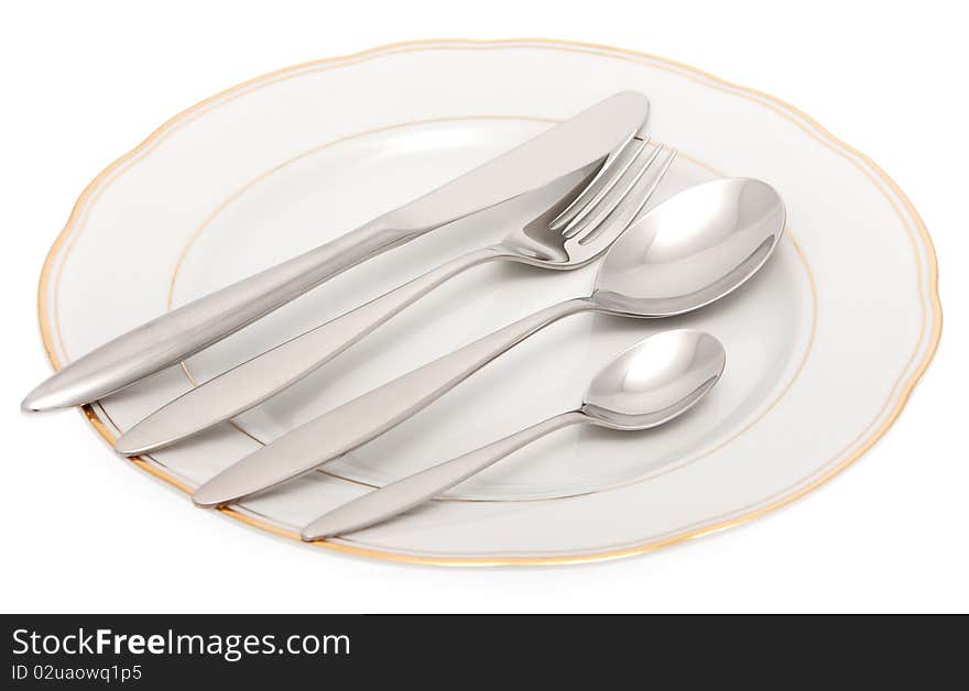 Plate with knife, fork and spoon