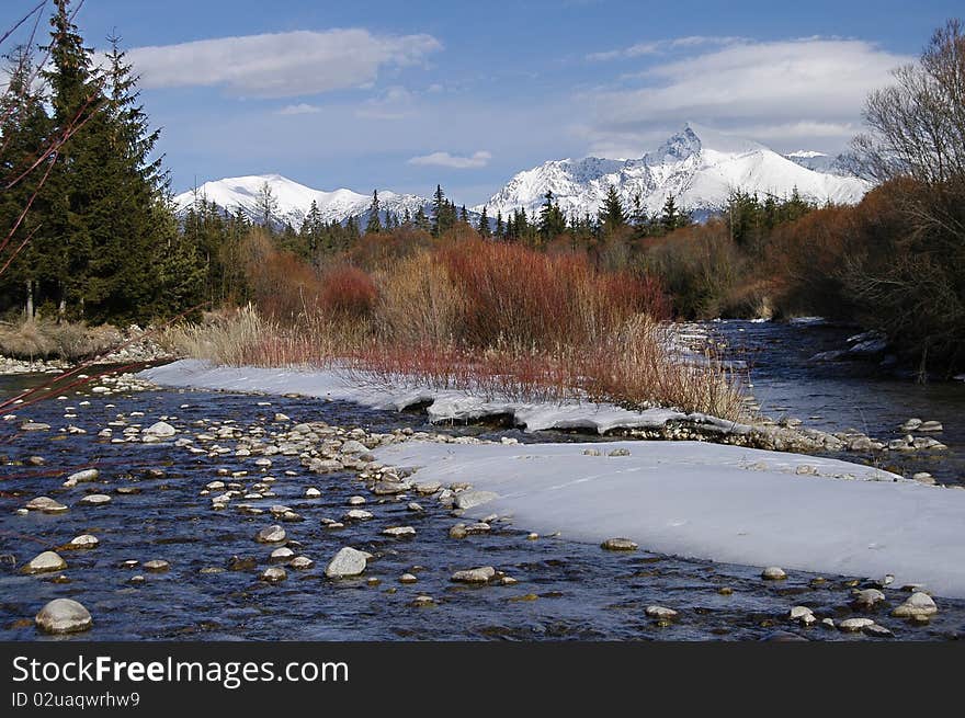 End of winter in central Slovakia, the High Tatras. End of winter in central Slovakia, the High Tatras