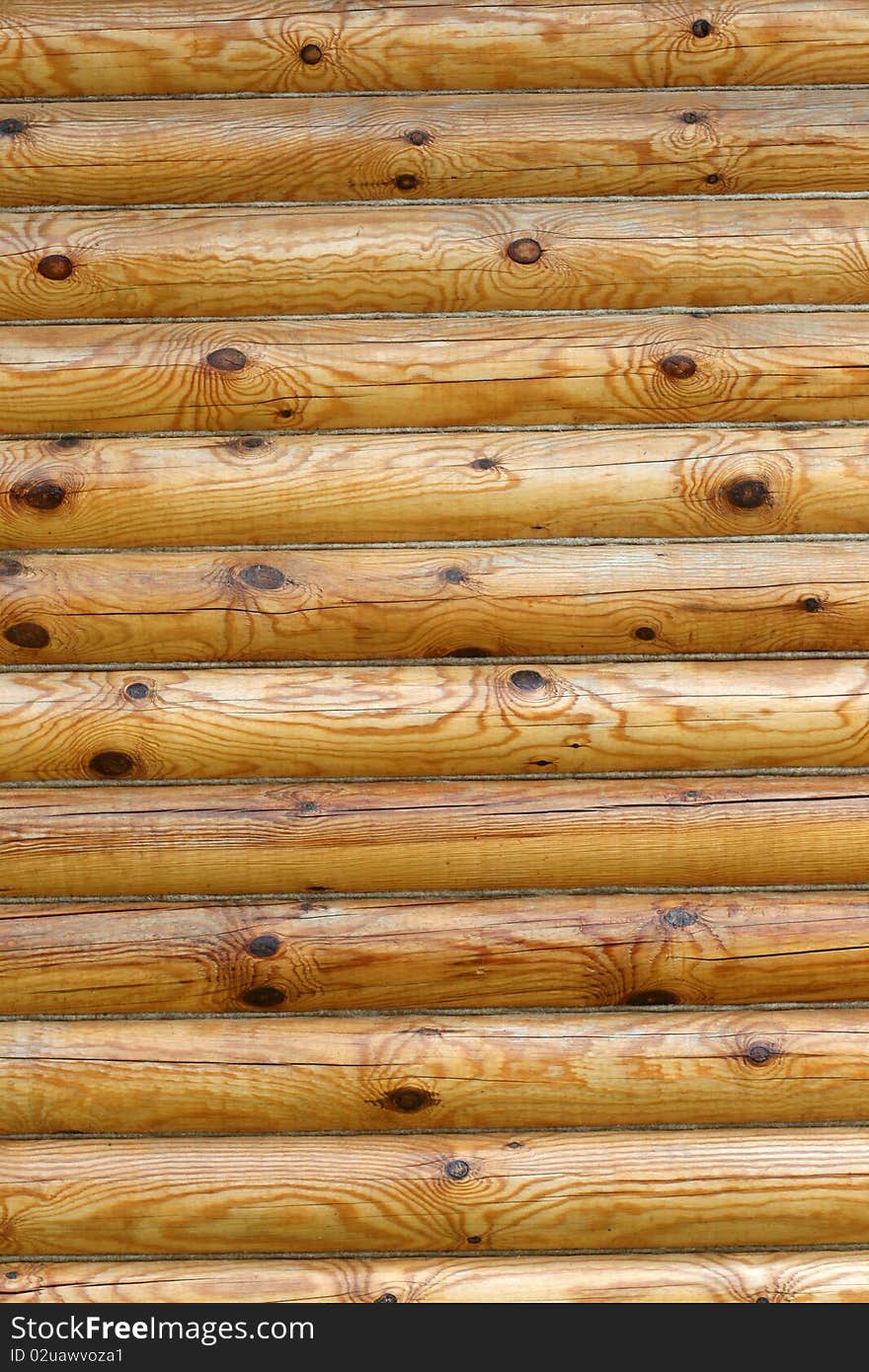 Logs of wooden house as background