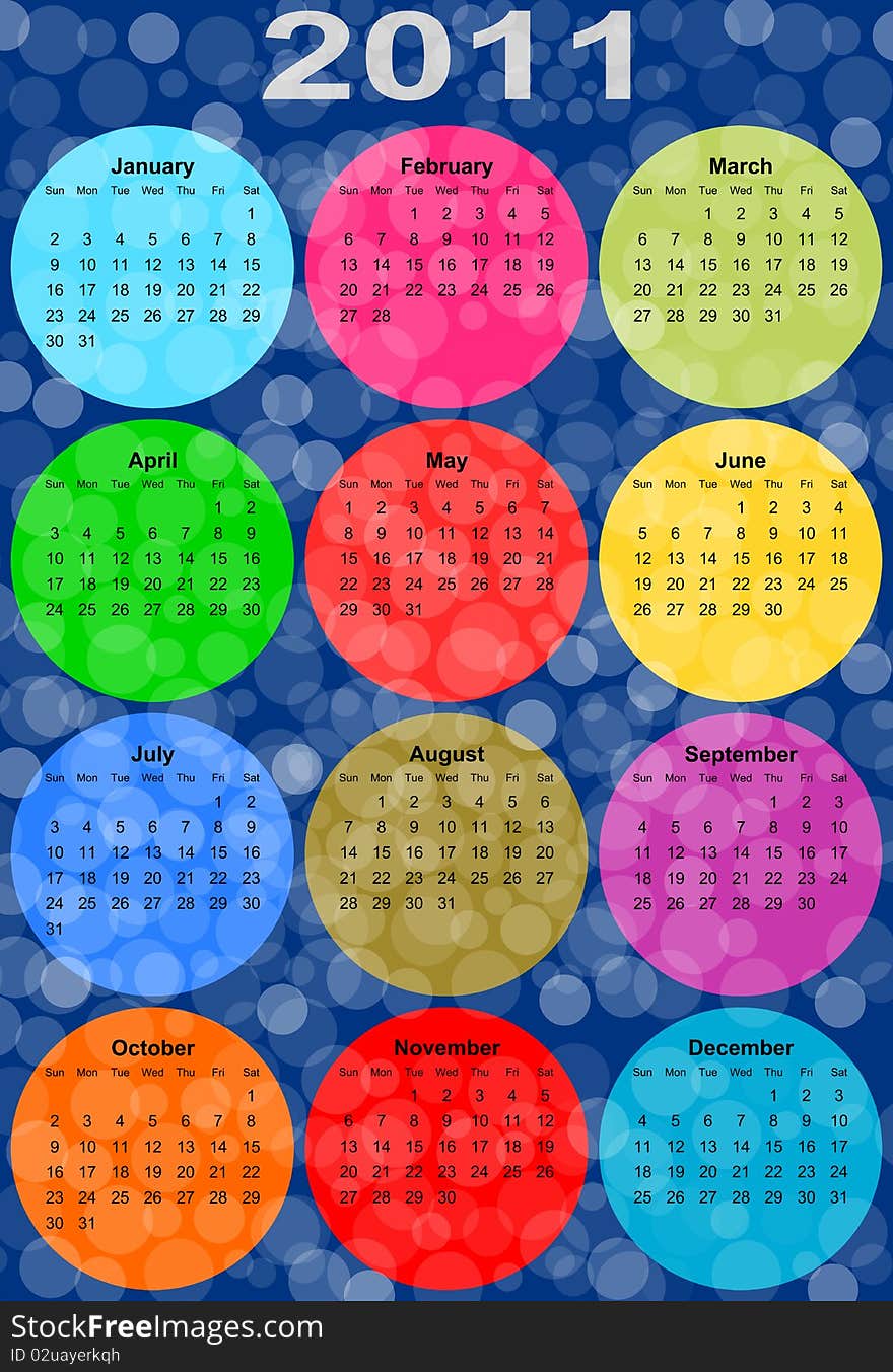 2011 Colorful Funny Calendar